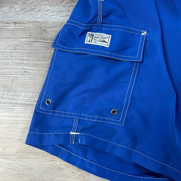 Polo Ralph Lauren Blue Swim Trunks Green Pony Logo Medium - Picture 4 of 8